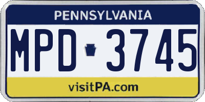 PA license plate MPD3745