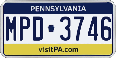 PA license plate MPD3746