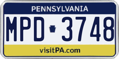PA license plate MPD3748