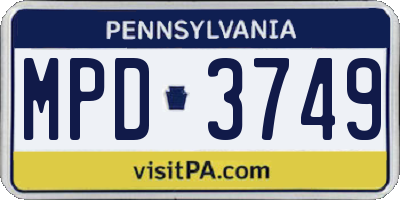 PA license plate MPD3749