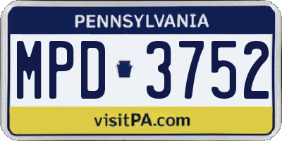 PA license plate MPD3752
