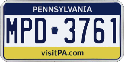 PA license plate MPD3761