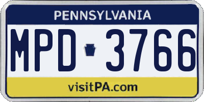 PA license plate MPD3766