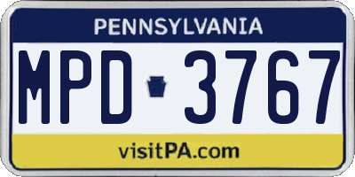 PA license plate MPD3767