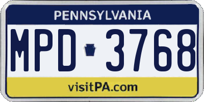 PA license plate MPD3768