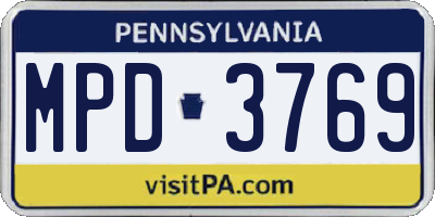 PA license plate MPD3769