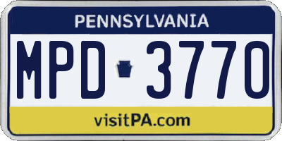 PA license plate MPD3770