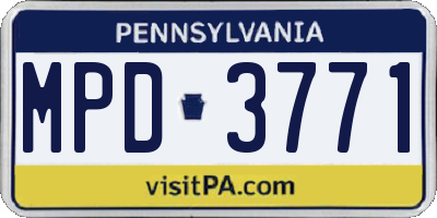 PA license plate MPD3771