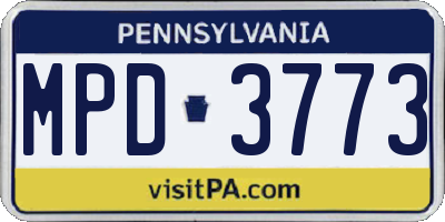 PA license plate MPD3773