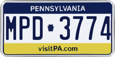 PA license plate MPD3774