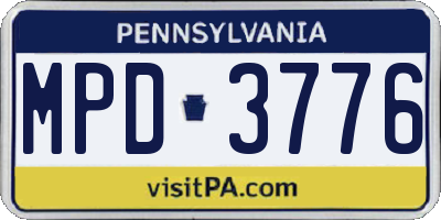 PA license plate MPD3776