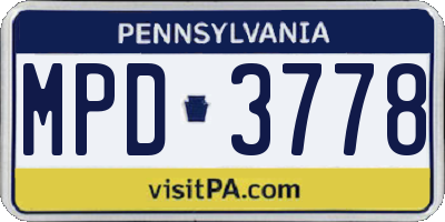 PA license plate MPD3778
