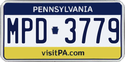 PA license plate MPD3779