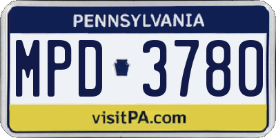 PA license plate MPD3780