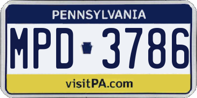 PA license plate MPD3786