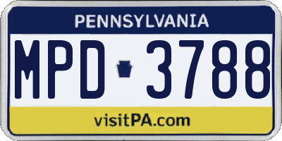 PA license plate MPD3788