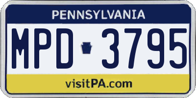 PA license plate MPD3795