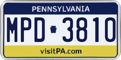 PA license plate MPD3810