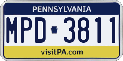 PA license plate MPD3811