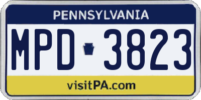 PA license plate MPD3823