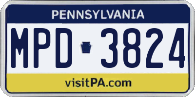 PA license plate MPD3824