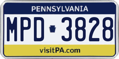 PA license plate MPD3828