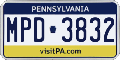 PA license plate MPD3832