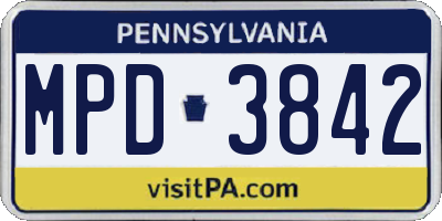 PA license plate MPD3842