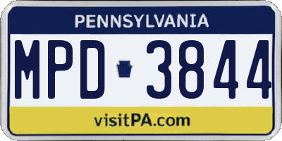 PA license plate MPD3844