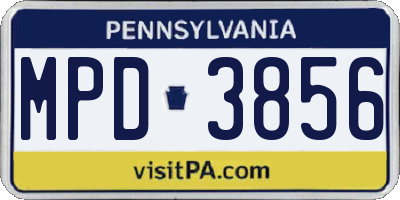 PA license plate MPD3856