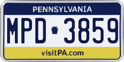 PA license plate MPD3859