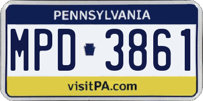 PA license plate MPD3861
