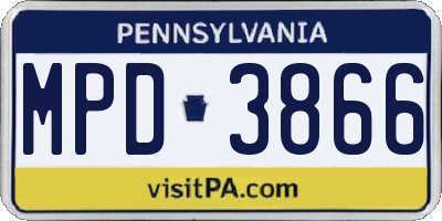 PA license plate MPD3866