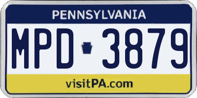 PA license plate MPD3879