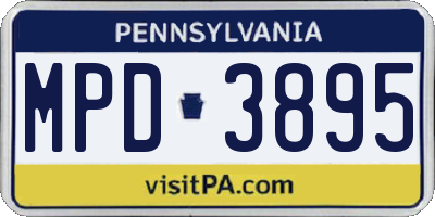 PA license plate MPD3895