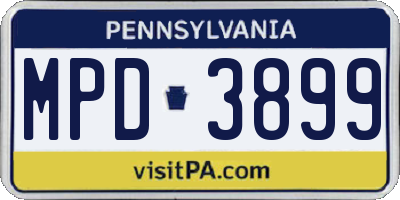 PA license plate MPD3899