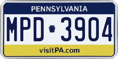 PA license plate MPD3904