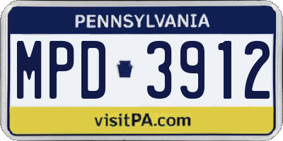 PA license plate MPD3912