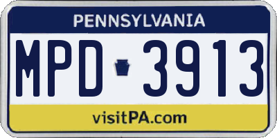 PA license plate MPD3913
