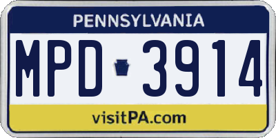 PA license plate MPD3914