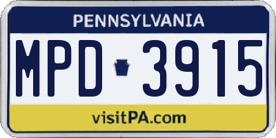 PA license plate MPD3915