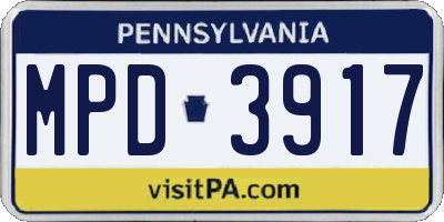 PA license plate MPD3917