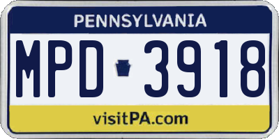 PA license plate MPD3918