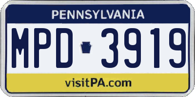 PA license plate MPD3919