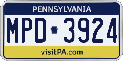 PA license plate MPD3924
