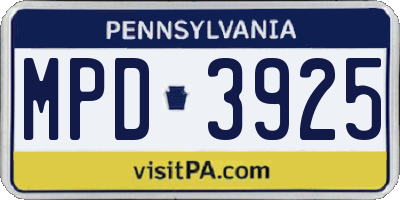 PA license plate MPD3925