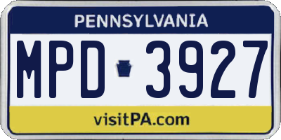 PA license plate MPD3927