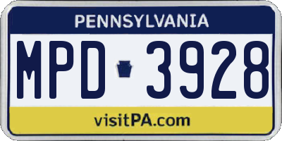 PA license plate MPD3928