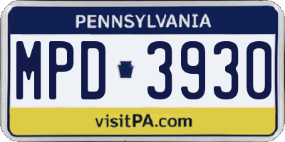 PA license plate MPD3930