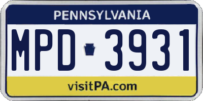 PA license plate MPD3931